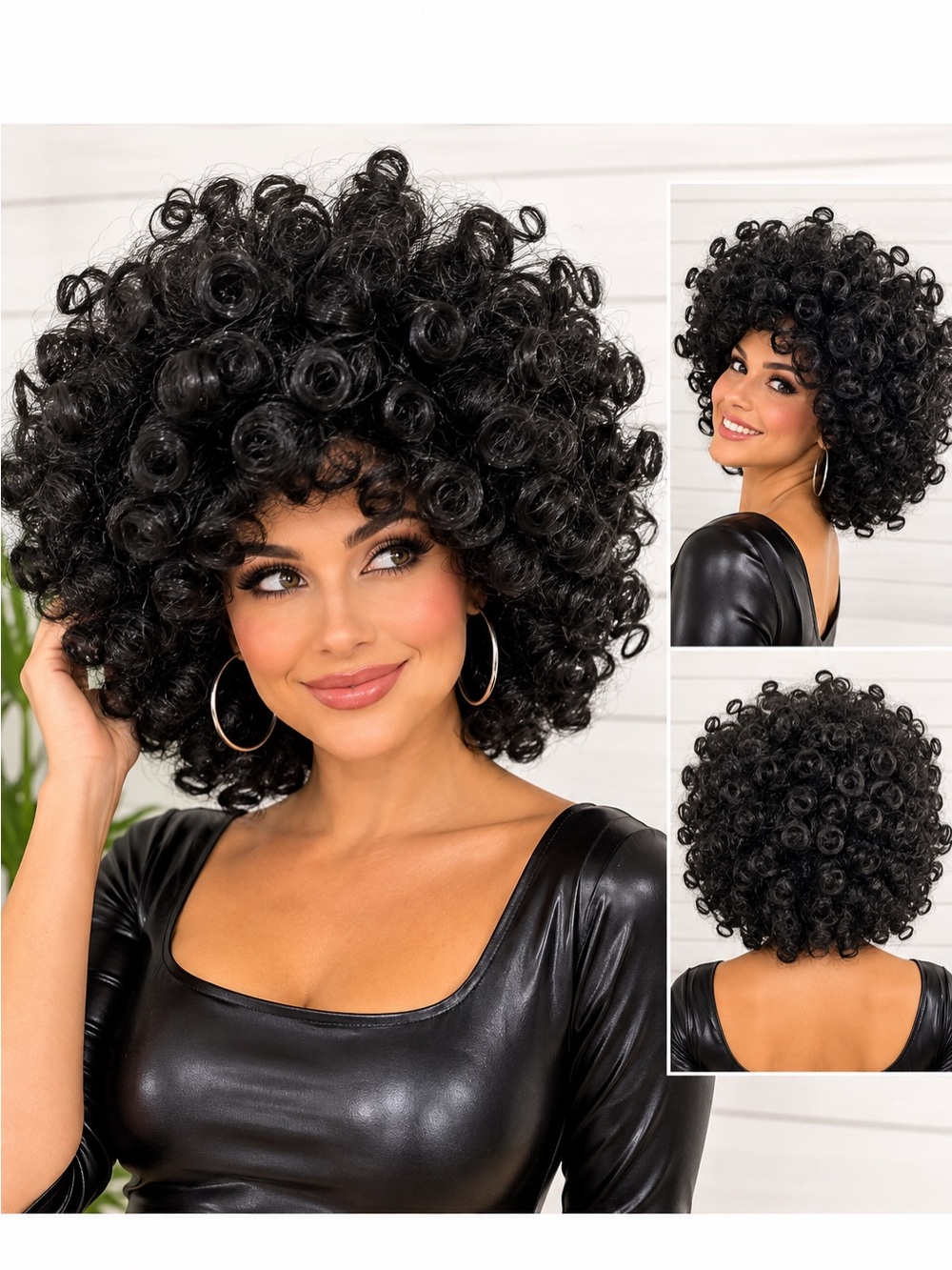 🎃 Black Curly Afro Wig Halloween Costume Disco 70s Retro